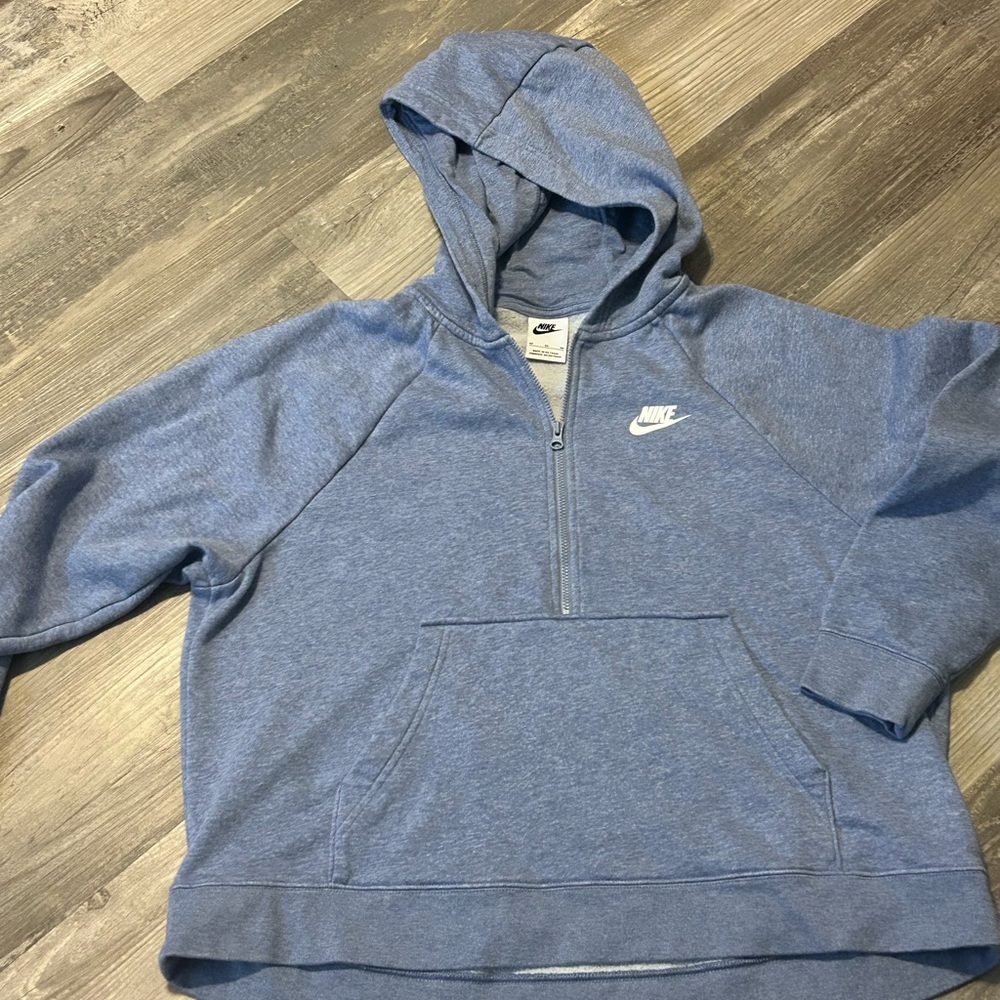 Nike Women's Blue Half-Zip Hoodie
